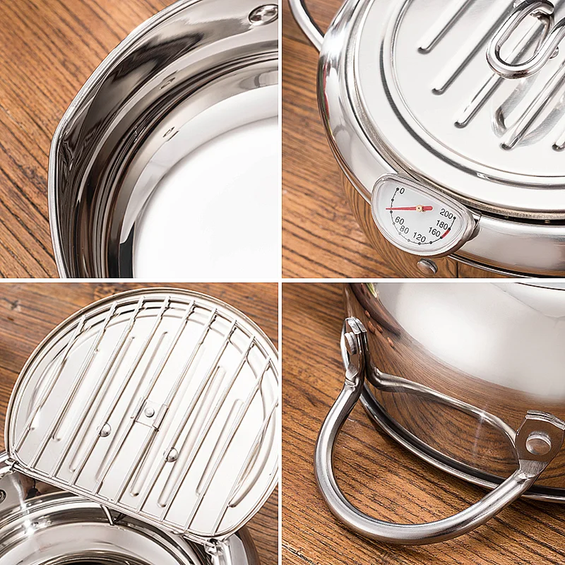 Deep Frying Pan With Thermometer Lid