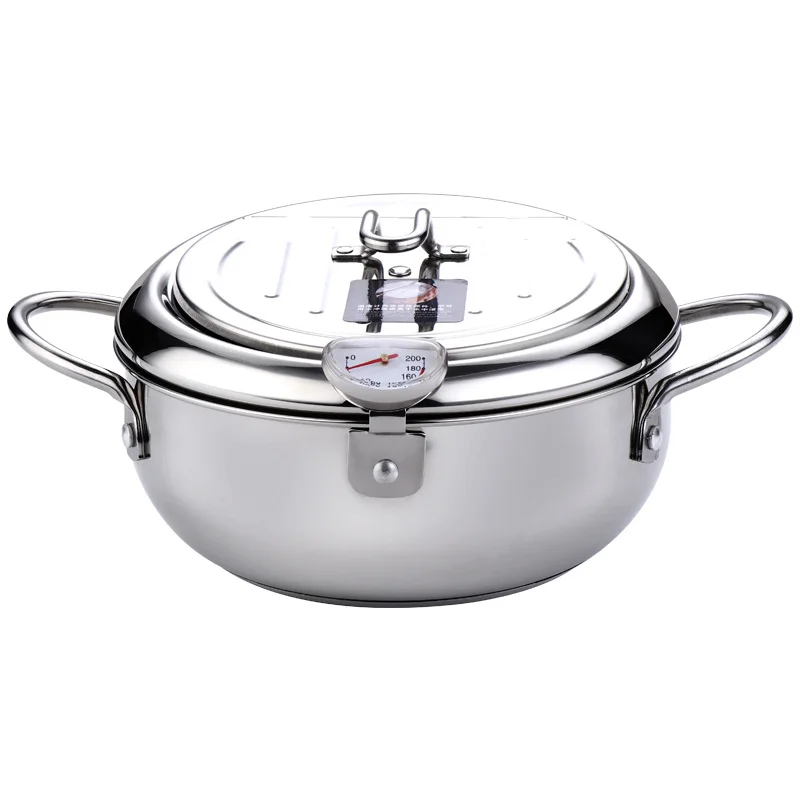 Deep Frying Pan With Thermometer Lid