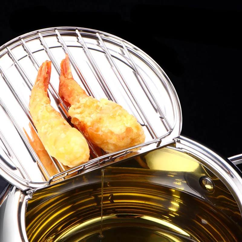 Deep Frying Pan With Thermometer Lid
