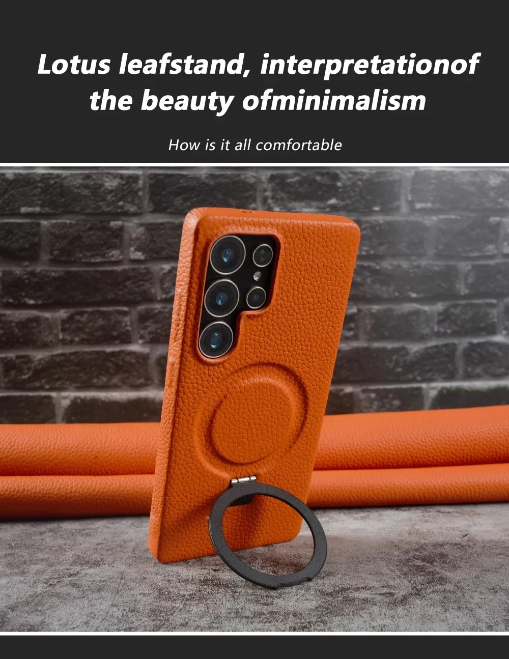 Foldable Bracket Lychee Genuine Leather Case For Samsung Galaxy S Series