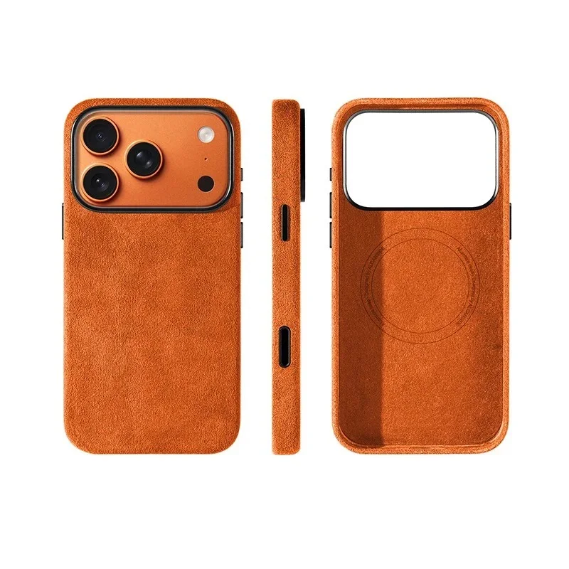 Alcantara Magnetic Case for iPhones Cover with Magsafe Smart Camera Button Protector Case for iPhone 18 17 Pro