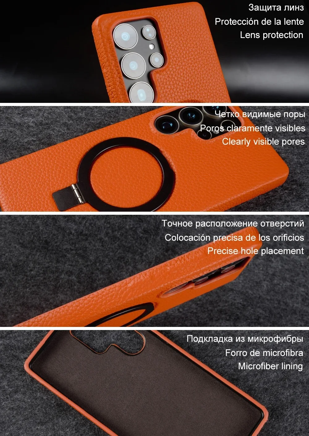 Foldable Bracket Lychee Genuine Leather Case For Samsung Galaxy S Series