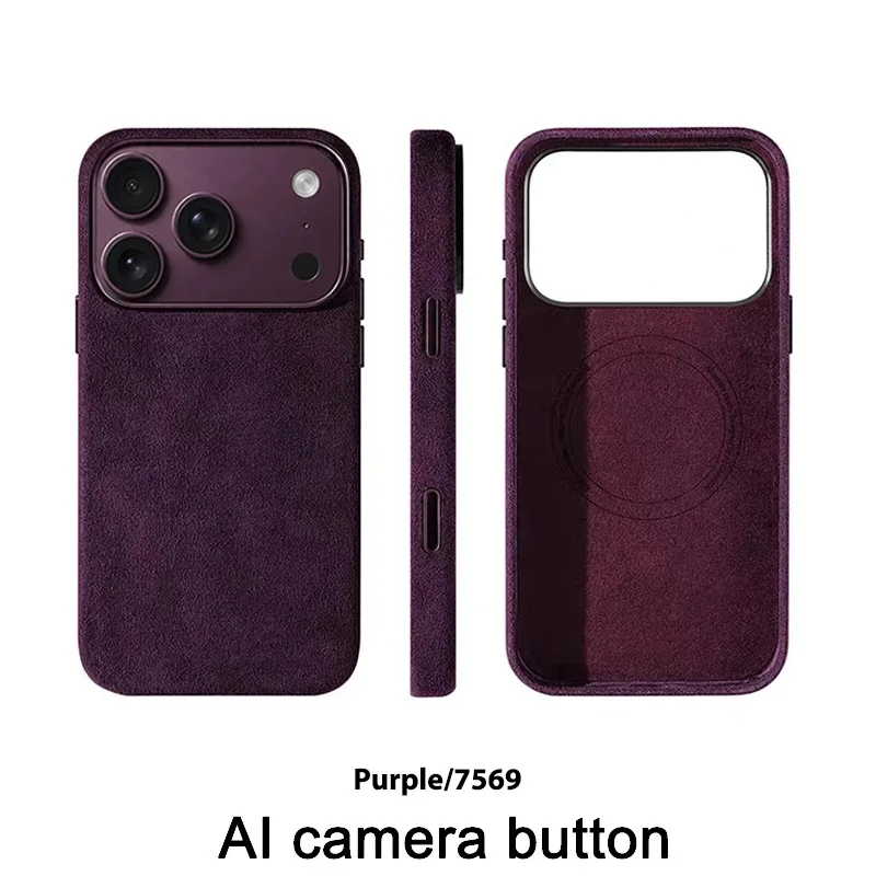 Alcantara Magnetic Case for iPhones Cover with Magsafe Smart Camera Button Protector Case for iPhone 18 17 Pro
