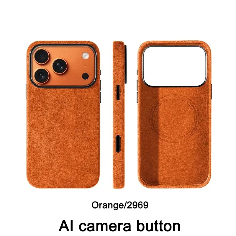 Alcantara Magnetic Case for iPhones Cover with Magsafe Smart Camera Button Protector Case for iPhone 18 17 Pro