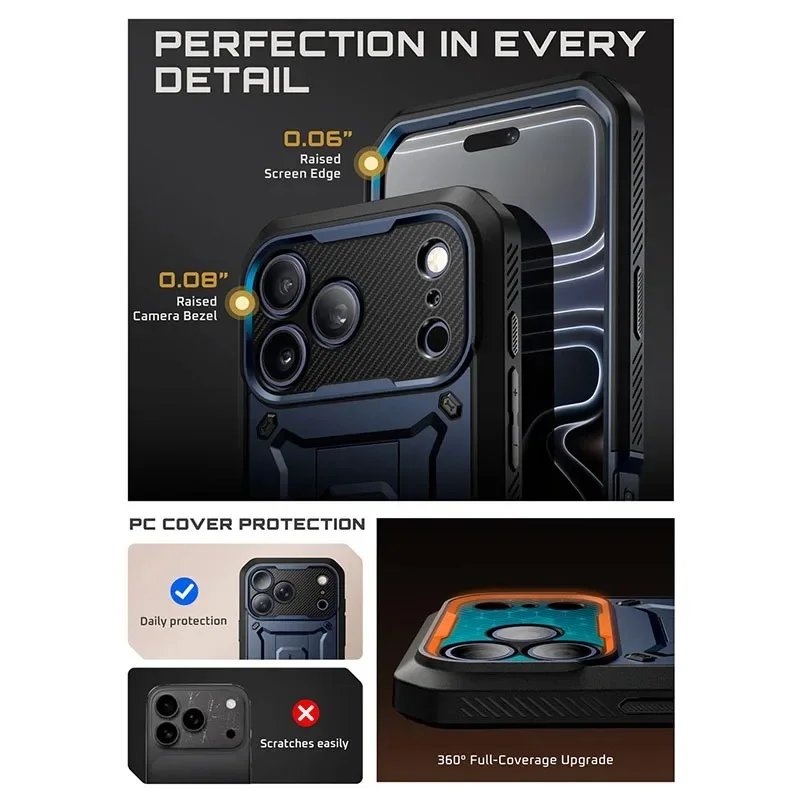 UPCASE For iPhonesUB Pro Full-Body Heavy Duty Rugged Phone Case with Built-in Screen Protector