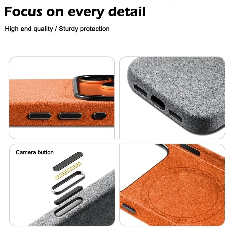 Alcantara Magnetic Case for iPhones Cover with Magsafe Smart Camera Button Protector Case for iPhone 18 17 Pro