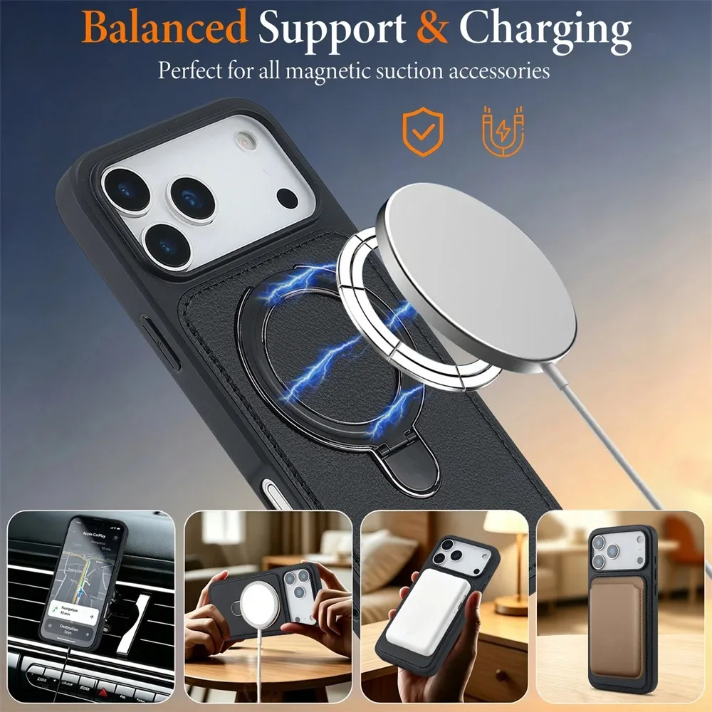 Cover Leather Support wireless charging Case For Apple iPhones