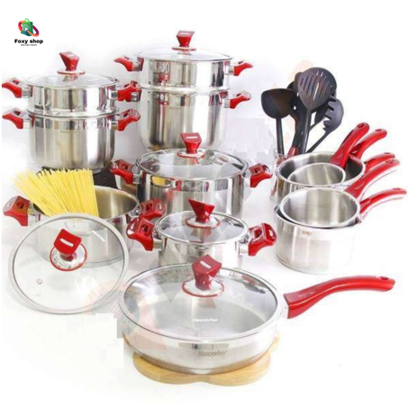 ENSEMBLE DE BATTERIES DE CUISINE - 28 PIÈCES - INOX