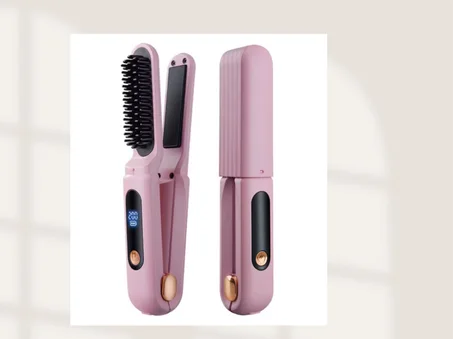 Fer à lisser sans fil portable sans fil Mini fer à lisser bigoudi 2 en 1 pour lisser et friser