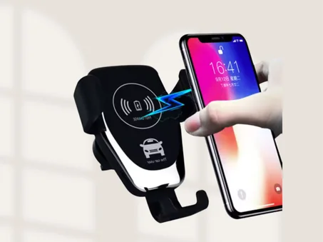Support de téléphone flexible réglable en hauteur OEM avec chargeur de voiture sans fil 10W à charge rapide pour montage sur grille d'aération
