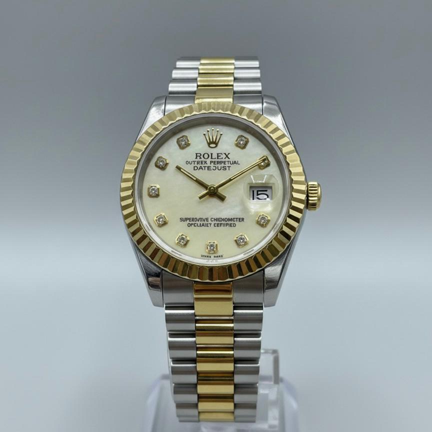 Montre Rolex DateJust Beige/Gold + Coffret