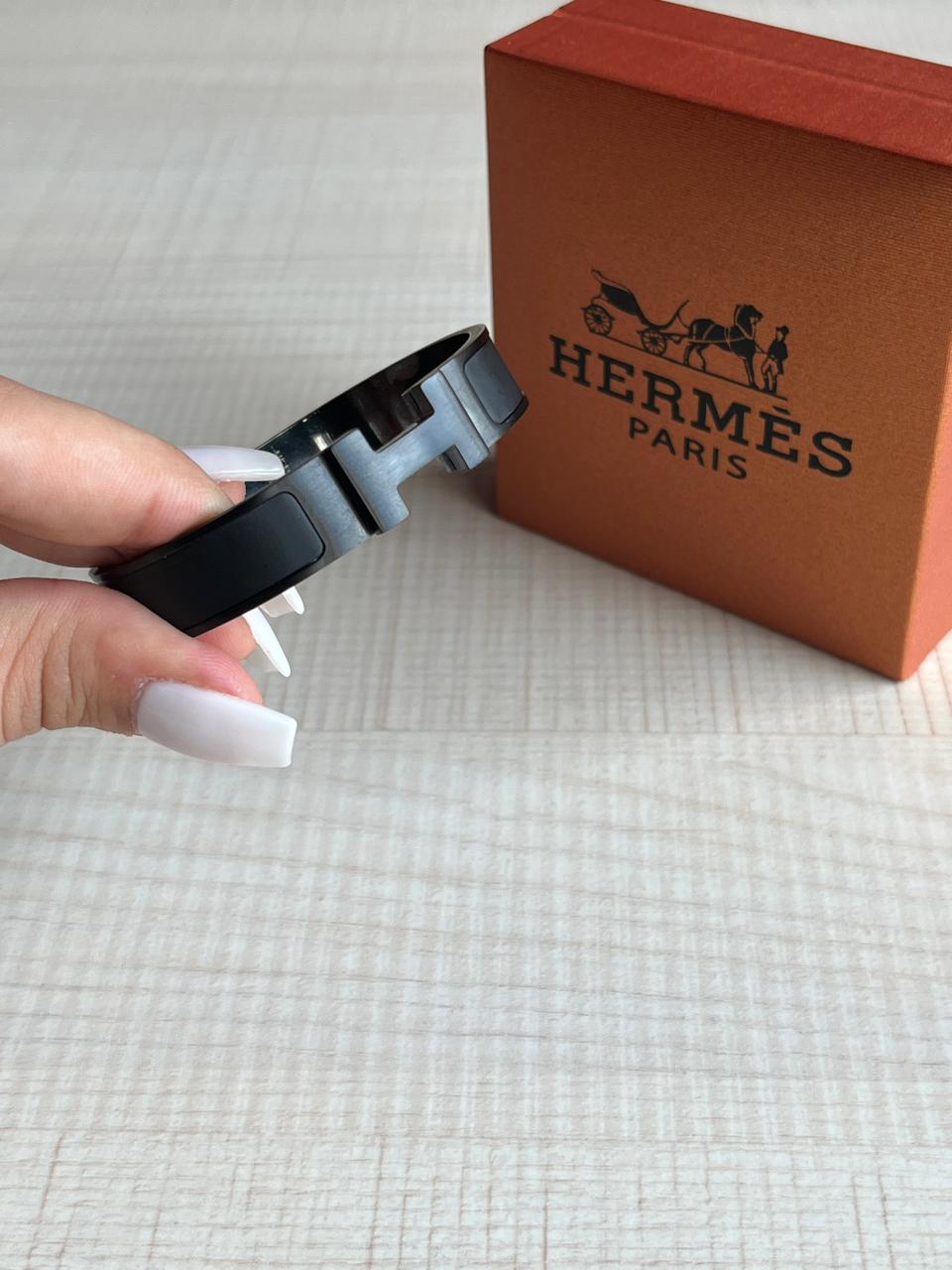 Bracelet Hermès Black + packaging Hermès