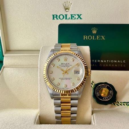 Montre Rolex DateJust Beige/Gold + Coffret