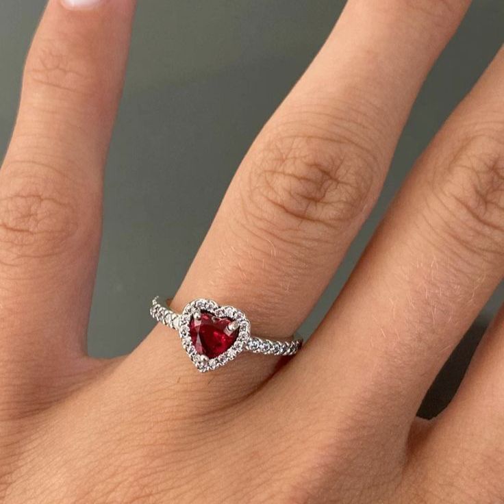 Bague Pandora rouge argent 925