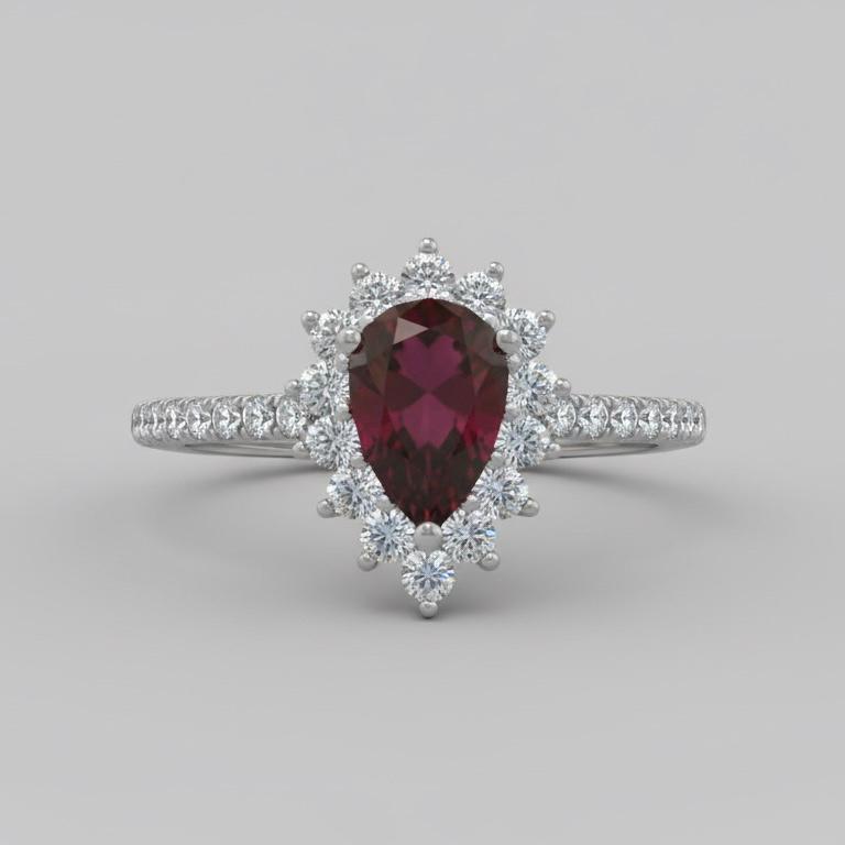 Bague Reine rouge en argent 925