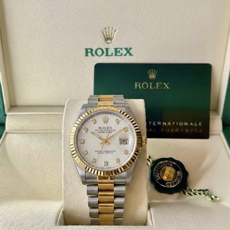 Montre Rolex DateJust Blanc/Gold + Coffret