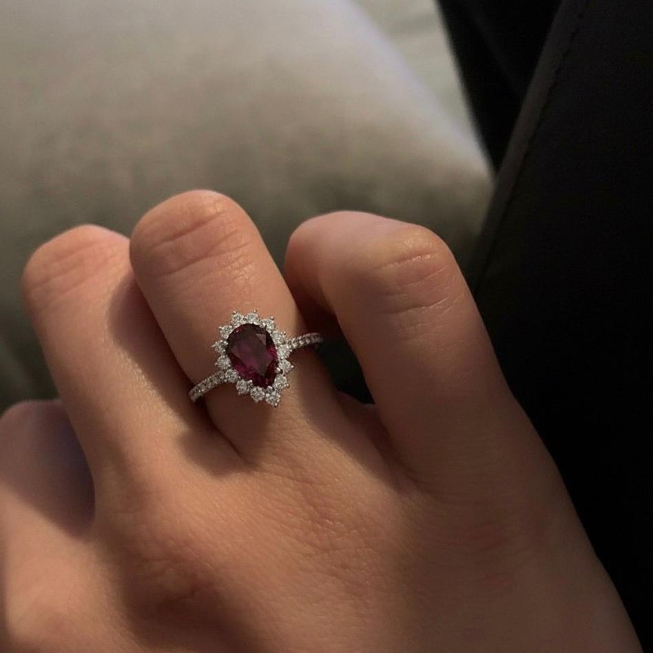 Bague Reine rouge en argent 925