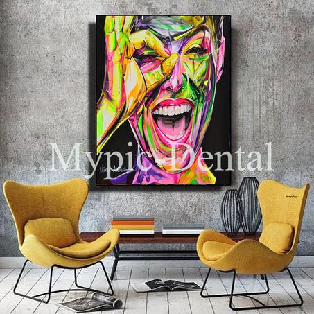 Portrait abstrait de femme aux couleurs vives-Tableau moderne