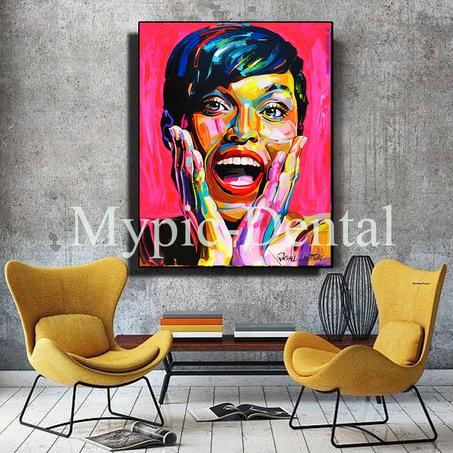 Portrait abstrait de femme aux couleurs vives-Tableau moderne