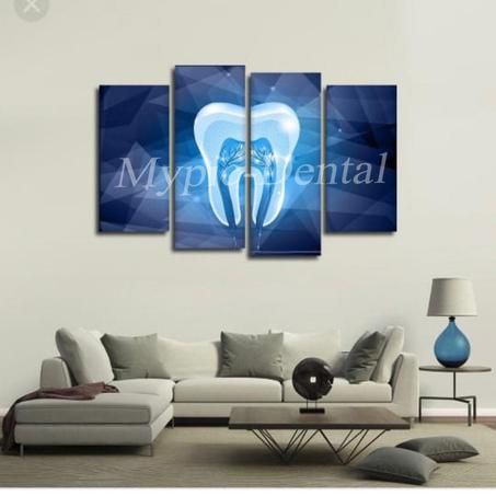 Tableau Décoratif de 4 pièces, Décoration pour clinique dentaire et laboratoire dentaire