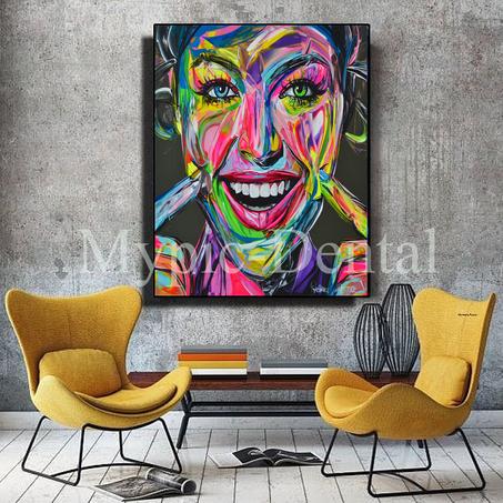 Portrait abstrait de femme aux couleurs vives-Tableau moderne