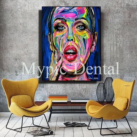 Portrait abstrait de femme aux couleurs vives-Tableau moderne