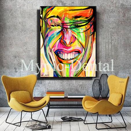 Portrait abstrait de femme aux couleurs vives-Tableau moderne