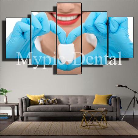Tableau Décoratif de 5 pièces, Décoration pour clinique dentaire et laboratoire dentaire