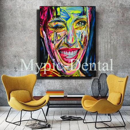 Portrait abstrait de femme aux couleurs vives-Tableau moderne