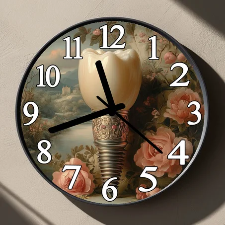 Horloge Murale Argentée – Idéale pour Cabinet Dentaire