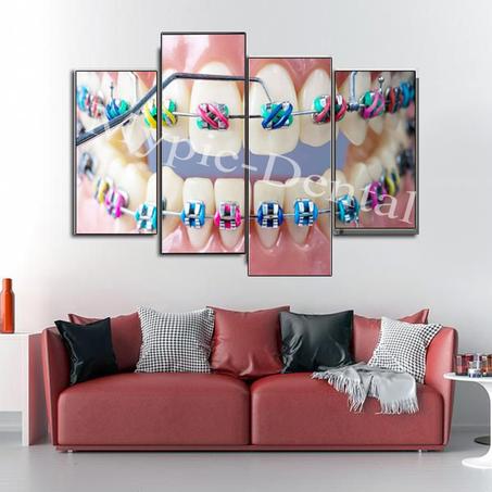 Tableau Décoratif de 4 pièces, Décoration pour clinique dentaire et laboratoire dentaire