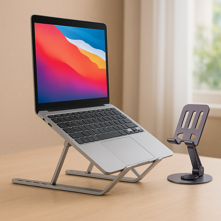 Pack Bureau Intelligent – Support PC + Support Téléphone en métal élégant