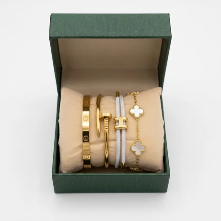 Coffret Luxe 4 Bracelets Dorés