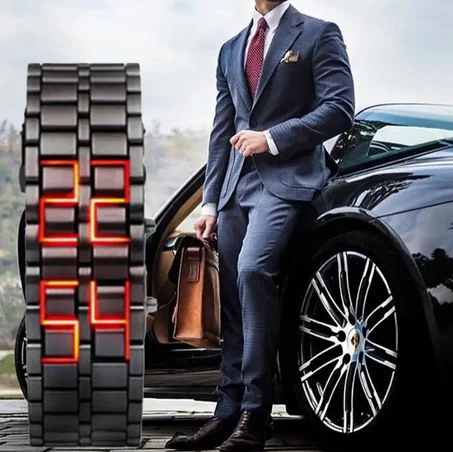 Modern stainless steel digital watch - KSA