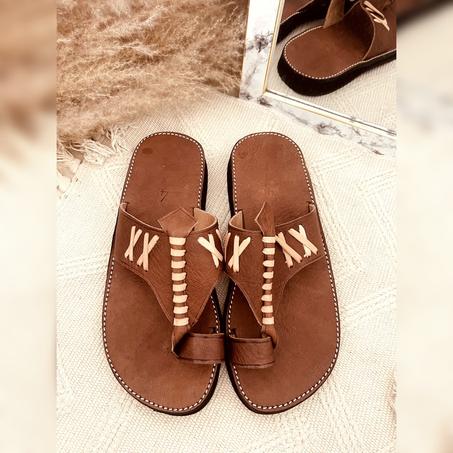 Sandale artisanale en cuir véritable 100% naturel fait main