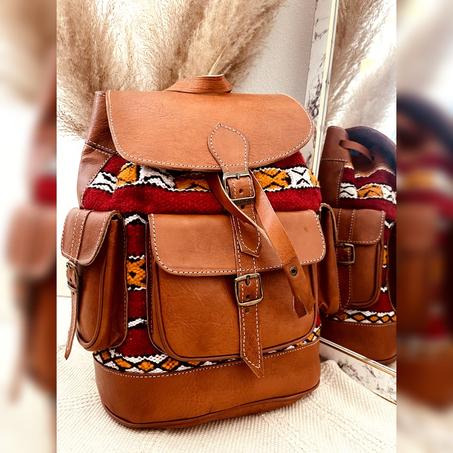 Sac à dos en cuir véritable marron 100% fait main haute qualité