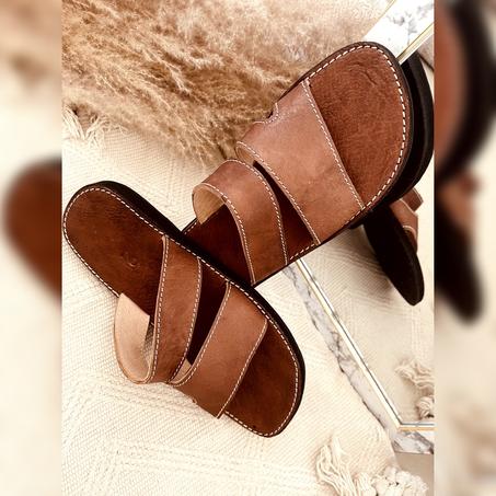 Sandale artisanale en cuir véritable 100% naturel fait main
