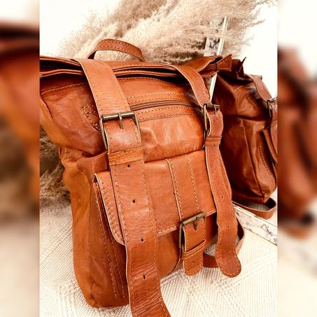Sac à dos en cuir véritable Marron 100% fait main haute qualité