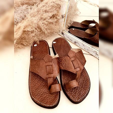 Sandale artisanale en cuir véritable 100% naturel fait main