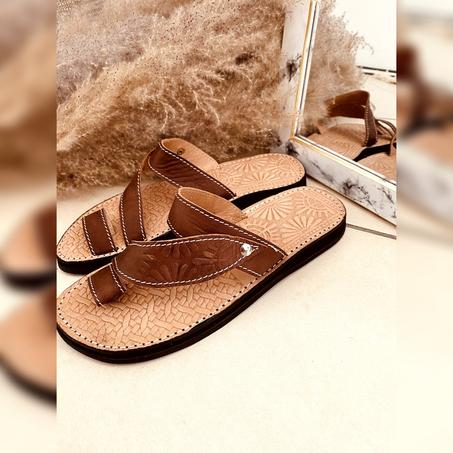 Sandale artisanale en cuir véritable 100% naturel fait main