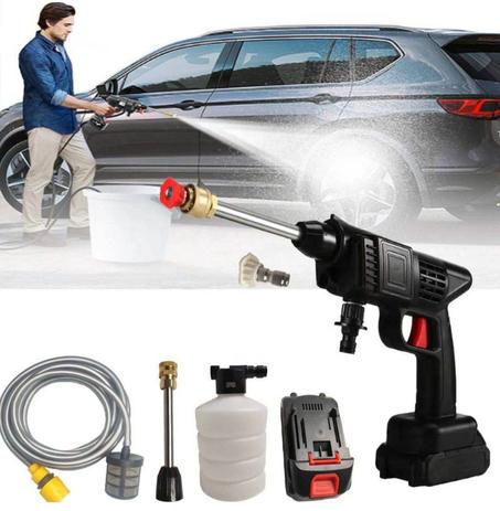 مسدس مياه عالي الضغط لغسل السيارة ببطاريتين 48 واط