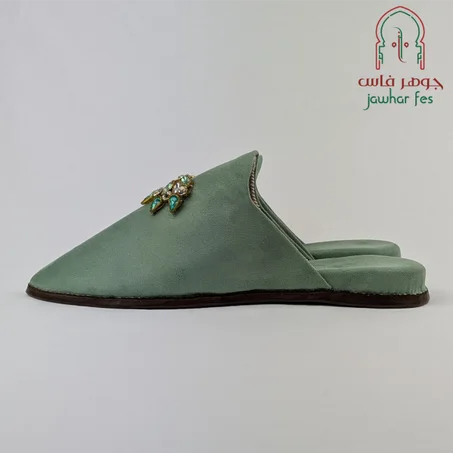 Babouche en vert eau