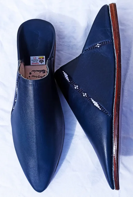 بلغة من الجلد الممتاز بالون الازرق الغامق