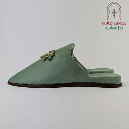 Babouche en vert eau