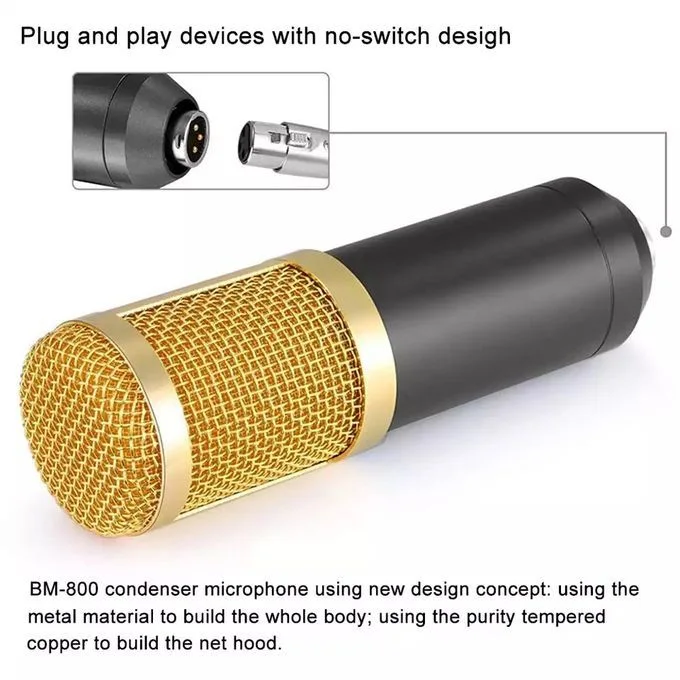 طقم ميكروفون احترافي للبث والتسجيل مع كرت صوت V8