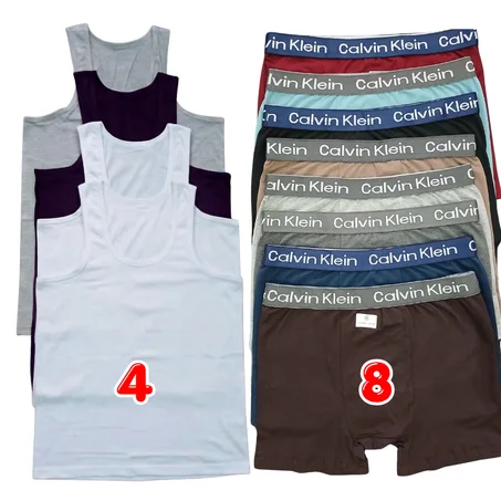 PACK 8 BOXERS COTON + 4 DEBARDEURS COTON 299DH LIVRAISON GRATUITE
