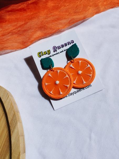 Half Orange/Lime earrings