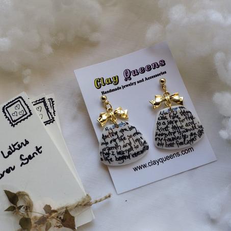 handwritten love letter earrings