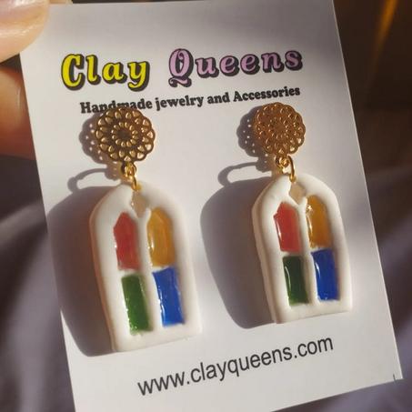 Colorful traditional window earrings