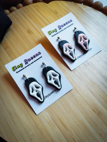 Scream mask earrings